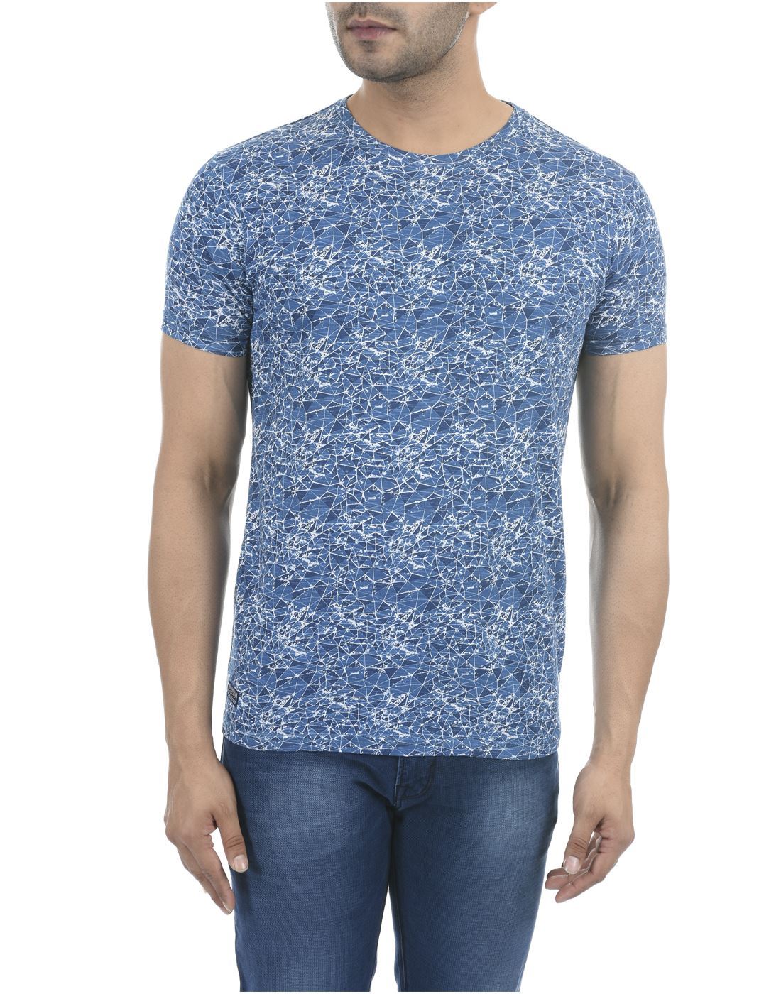 Pepe Jeans Men Casual Wear Blue Printed T-Shirt